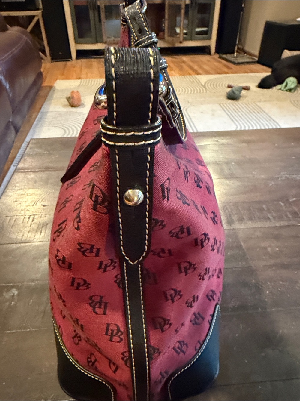 Dooney & Bourke Burgundy Monogram Shoulder Hobo - Picture 7 of 16